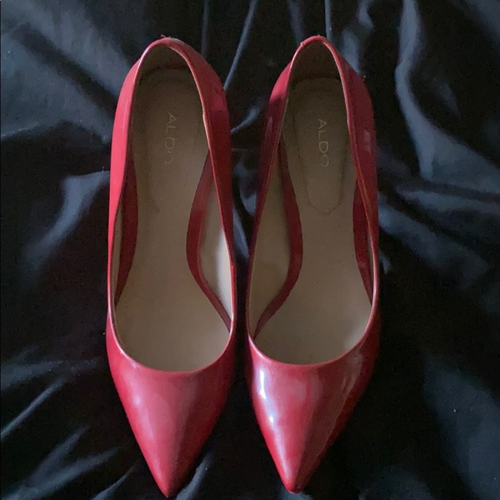 Red Aldo leather pumps